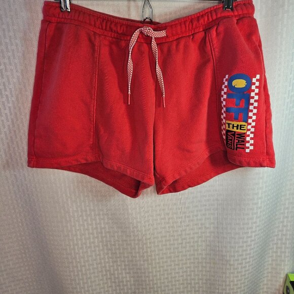 Vans Mens Medium Red Drawstring Shorts With Off The Wall Logo - Picture 1 of 6